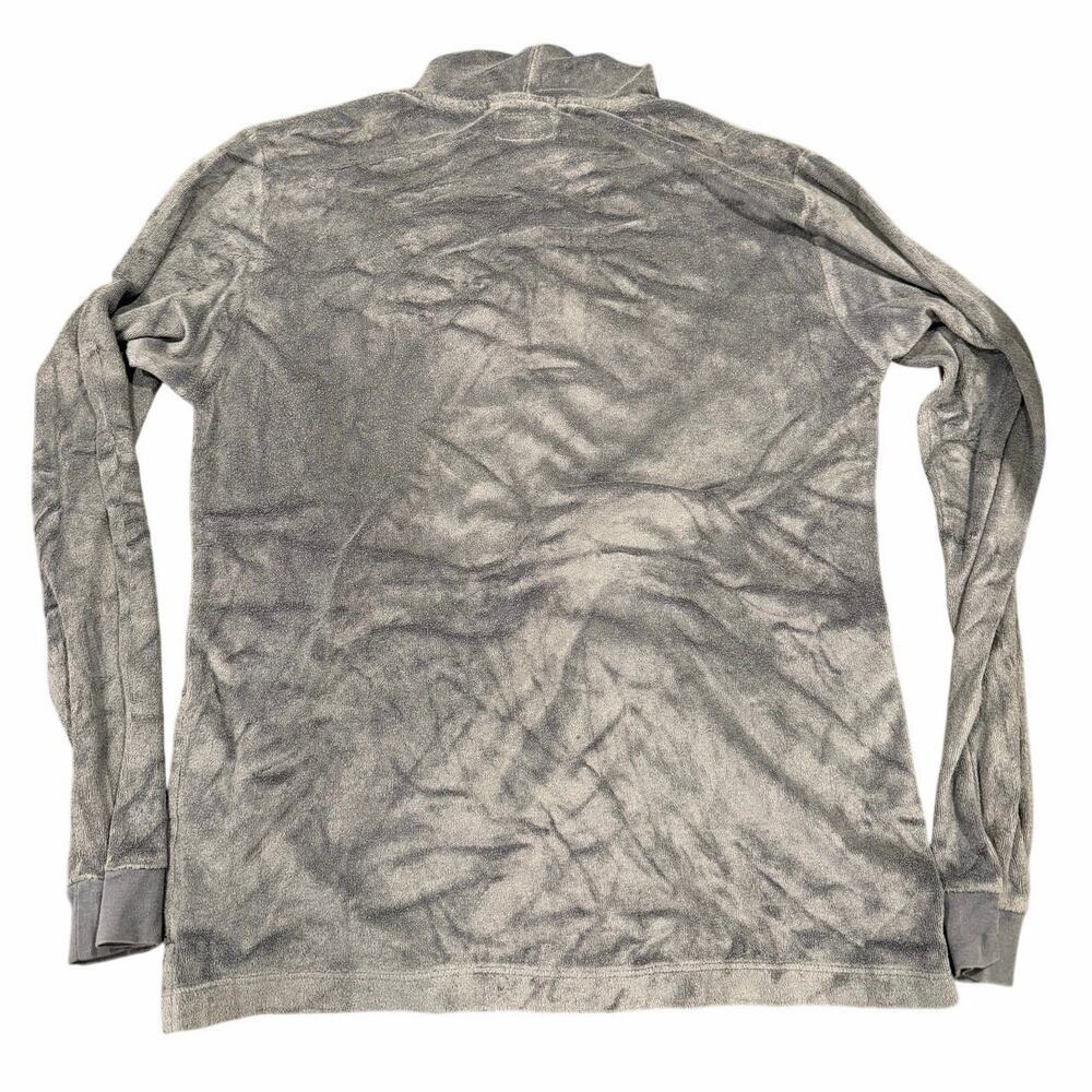 Marine Layer Blue Velour Large Hoodie Kangaroo Pocket Henley - Picture 2 of 5